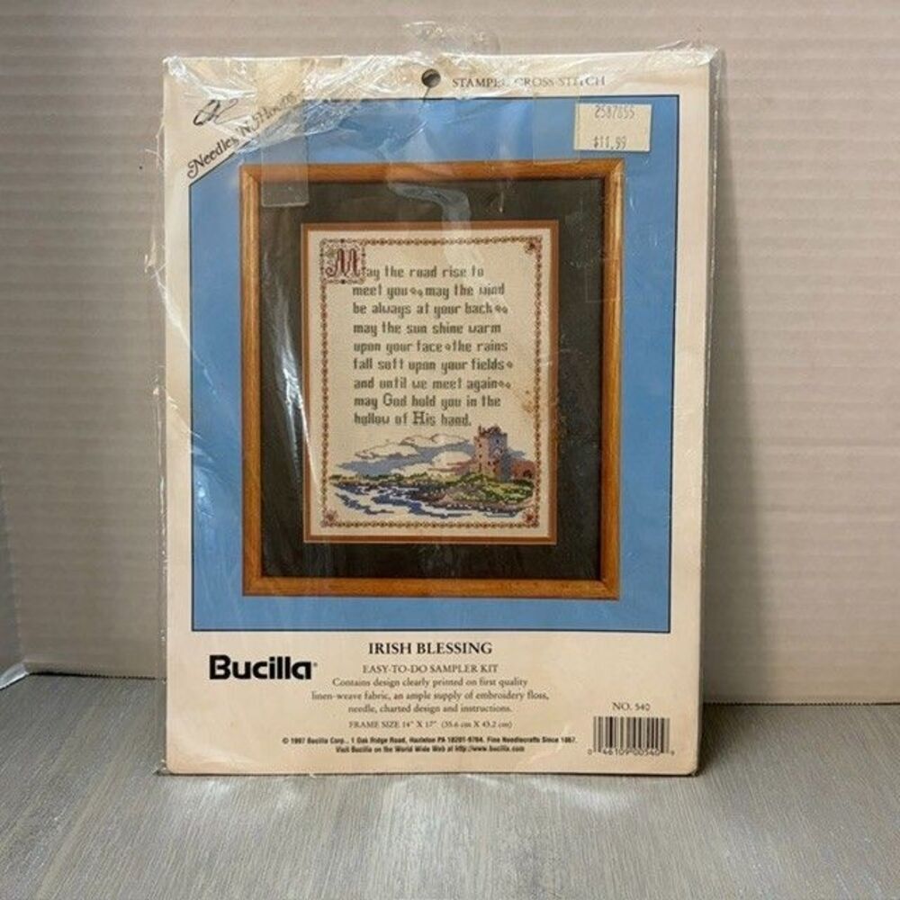 New Bucilla Irish Blessing Stamped Cross Stitch Kit Needles 'n Hoops 14 x 17